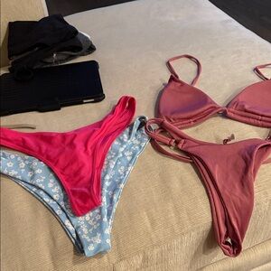 Pink and Blue Floral Bikini Set